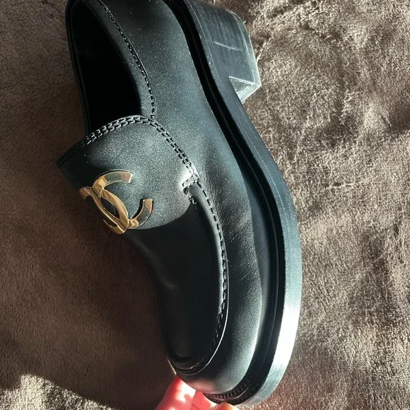 CHANEL LOAFERS BLOCK SHOES CC LOGO - Picture 9 of 16